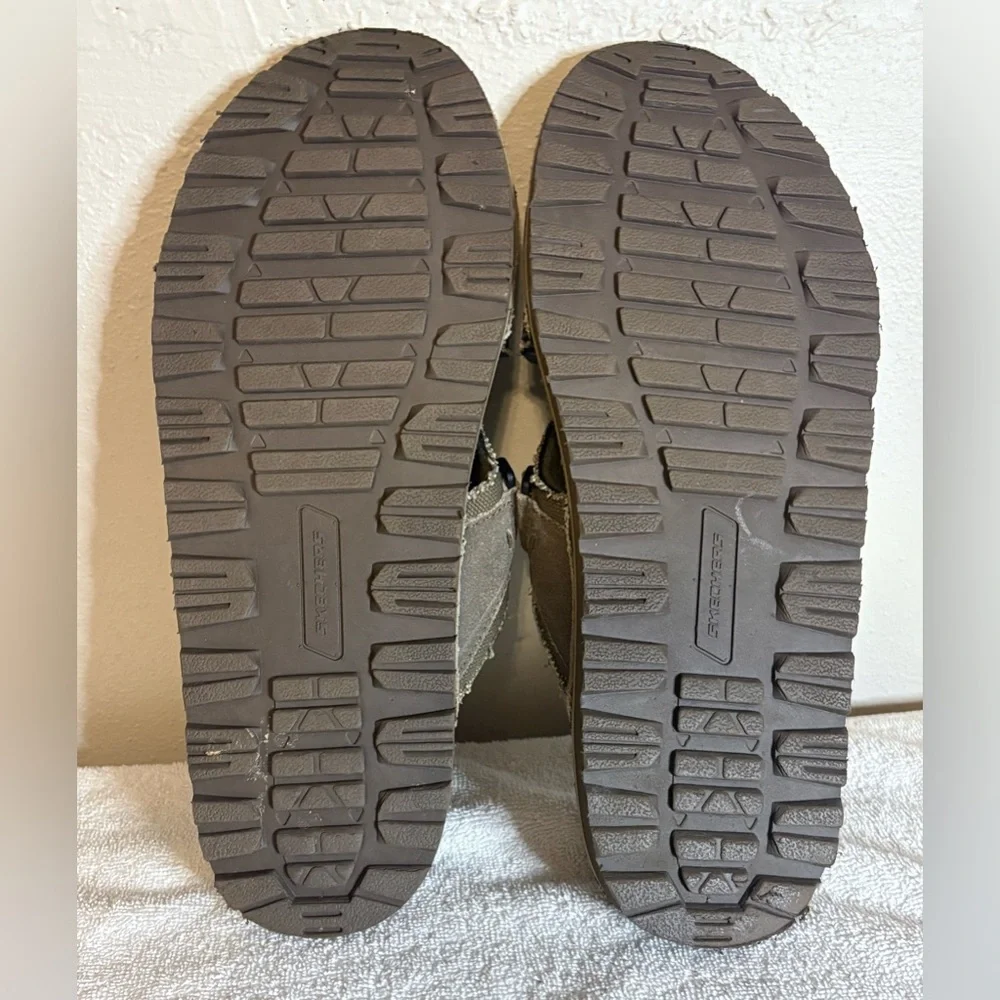 SKECHERS 360 RELAXED FIT SLIDE  SLIP ON GRAY CANVAS SANDALS MENS SIZE 11